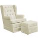 Poltrona de Amamentação com Balanço e Puff Helena P02 Capitonê Suede Bege - Lyam Decor