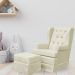 Poltrona de Amamentação com Balanço e Puff Helena P02 Capitonê Suede Bege - Lyam Decor