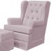 Poltrona de Amamentação com Balanço e Puff Helena P02 Capitonê Suede Rosê - Lyam Decor
