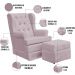 Poltrona de Amamentação com Balanço e Puff Helena P02 Capitonê Suede Rosê - Lyam Decor