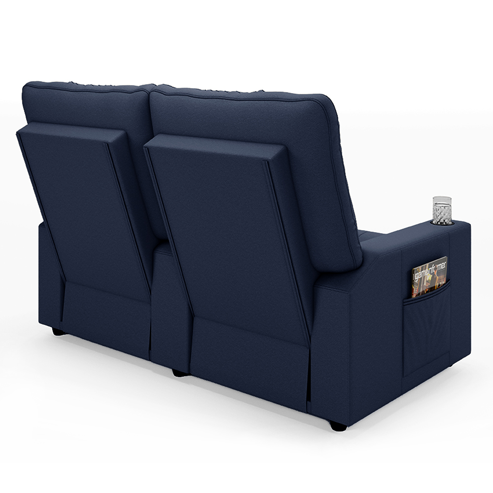 Poltrona do Papai Reclinável Cinema 2 Lugares Manual Baú USB Haifa F05 Facto Azul - Lyam Decor