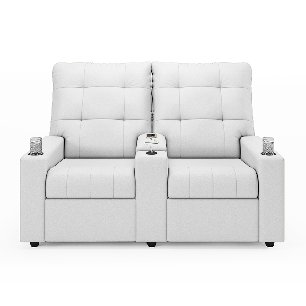 Poltrona do Papai Reclinável Cinema 2 Lugares Manual Baú USB Haifa F05 Facto Branco - Lyam Decor