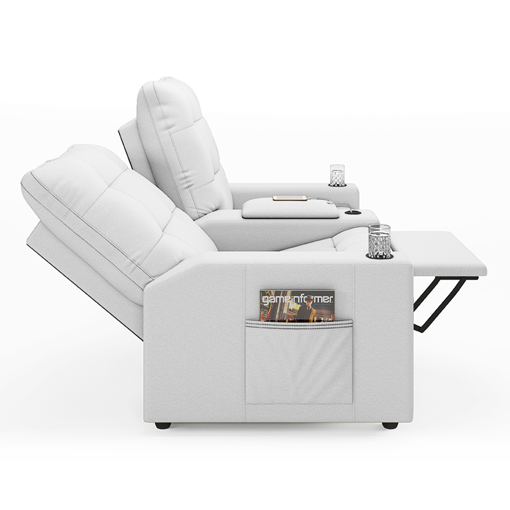 Poltrona do Papai Reclinável Cinema 2 Lugares Manual Baú USB Haifa F05 Facto Branco - Lyam Decor