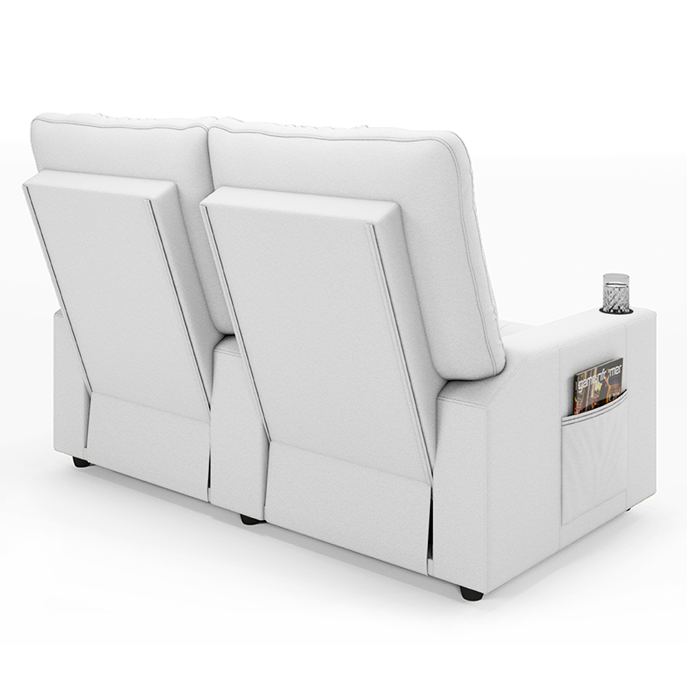 Poltrona do Papai Reclinável Cinema 2 Lugares Manual Baú USB Haifa F05 Facto Branco - Lyam Decor