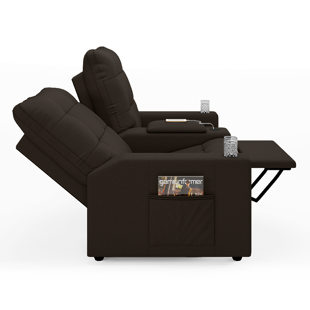 Poltrona do Papai Reclinável Cinema 2 Lugares Manual Baú USB Haifa F05 Facto Marrom - Lyam Decor