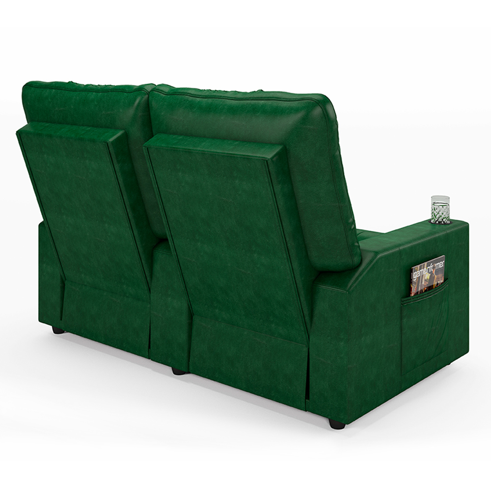 Poltrona do Papai Reclinável Cinema 2 Lugares Manual Baú USB Haifa F05 Facto Verde Musgo -Lyam Decor