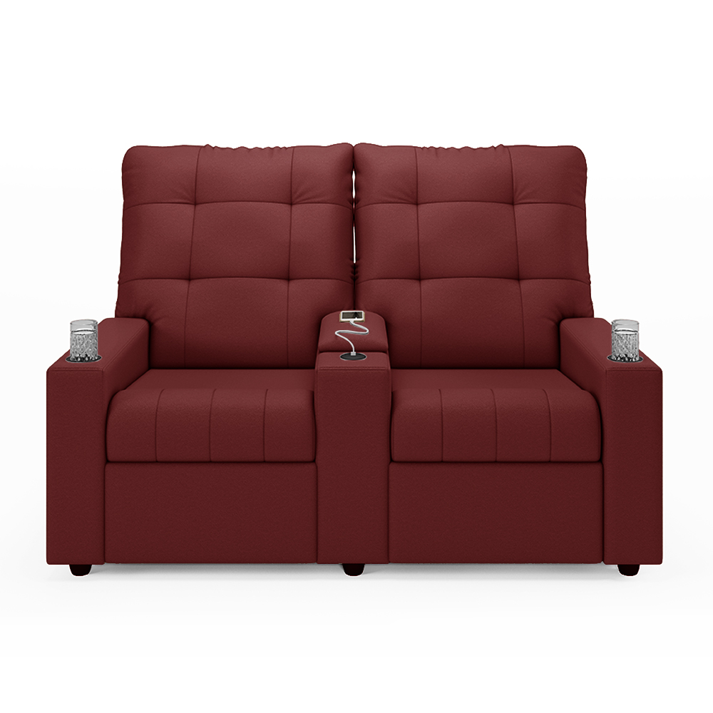 Poltrona do Papai Reclinável Cinema 2 Lugares Manual Baú USB Haifa F05 Facto Vermelho - Lyam Decor