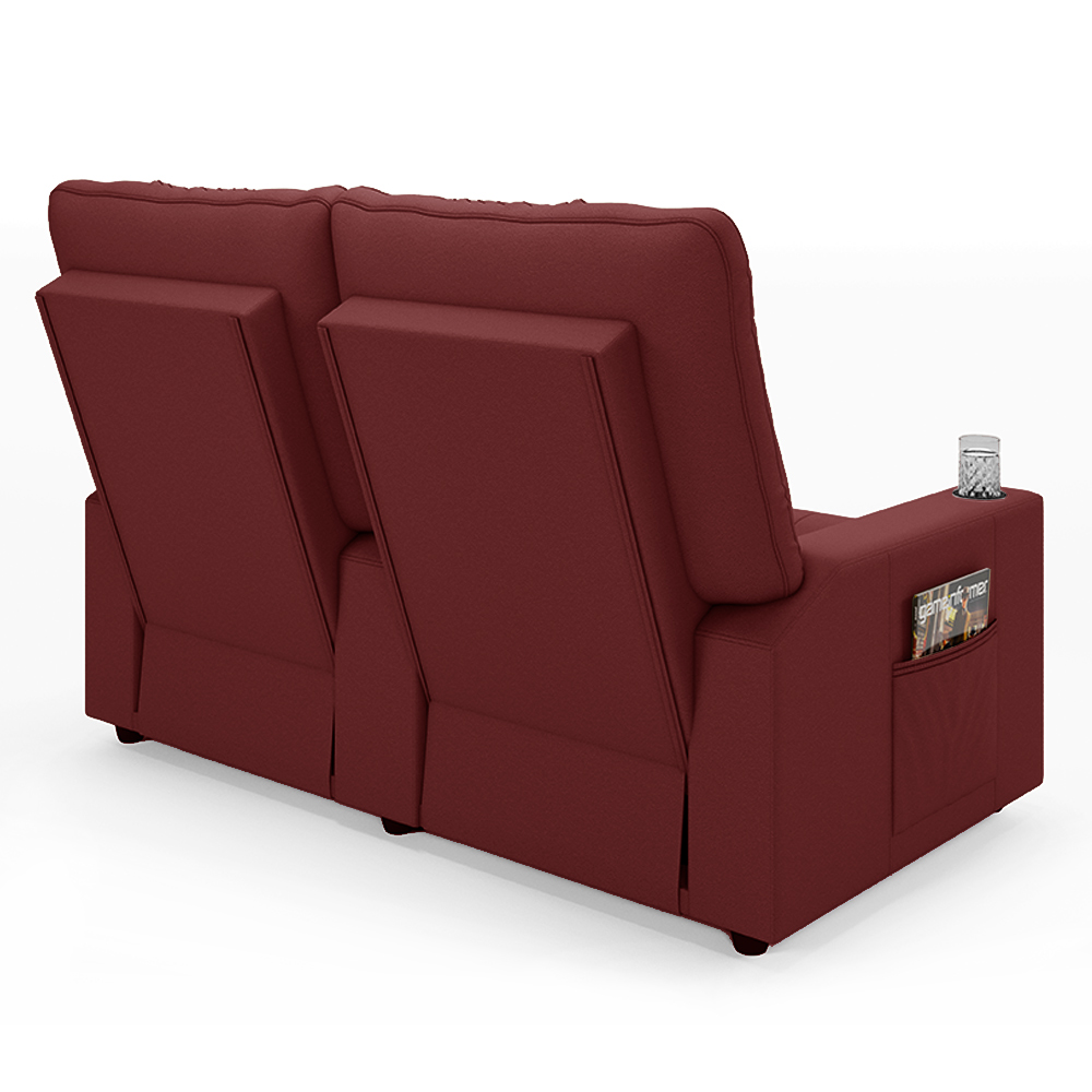 Poltrona do Papai Reclinável Cinema 2 Lugares Manual Baú USB Haifa F05 Facto Vermelho - Lyam Decor