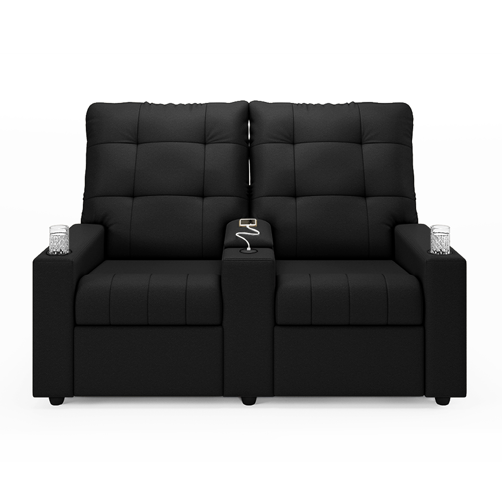 Poltrona do Papai Reclinável Cinema 2 Lugares Manual Baú USB Haifa F05 Veludo Preto - Lyam Decor