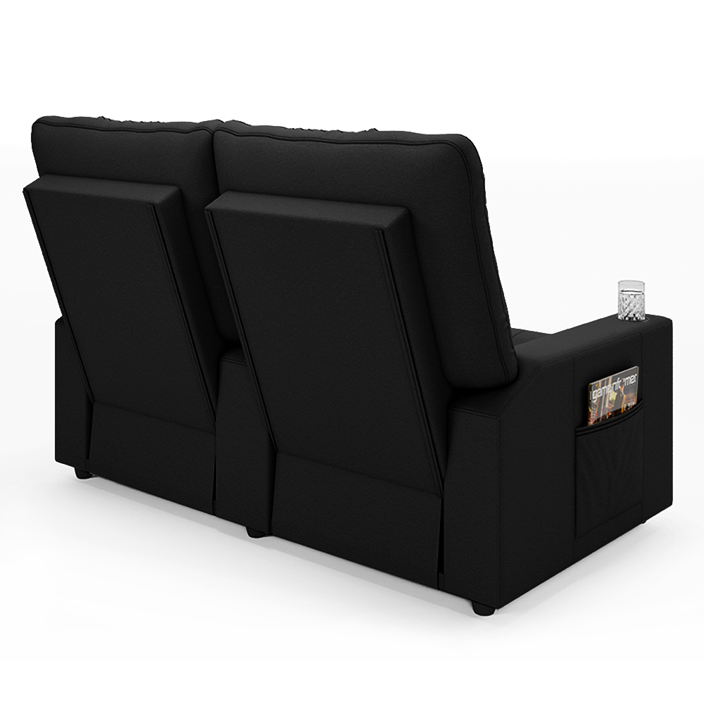 Poltrona do Papai Reclinável Cinema 2 Lugares Manual Baú USB Haifa F05 Veludo Preto - Lyam Decor