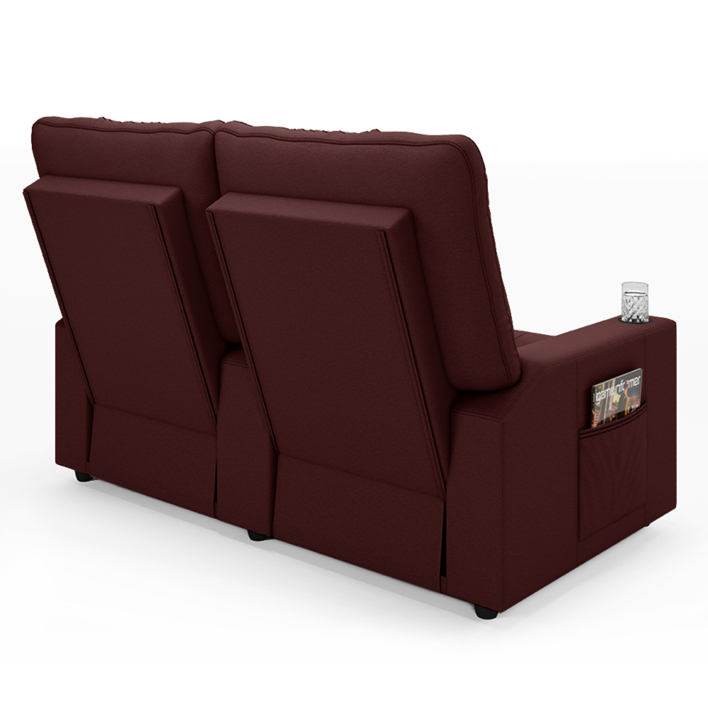 Poltrona do Papai Reclinável Cinema 2 Lugares Manual Baú USB Haifa F05 Veludo Vinho - Lyam Decor