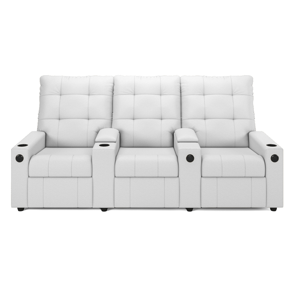 Poltrona do Papai Reclinável Cinema 3 Lugares Manual Baú USB Haifa F05 Facto Branco - Lyam Decor