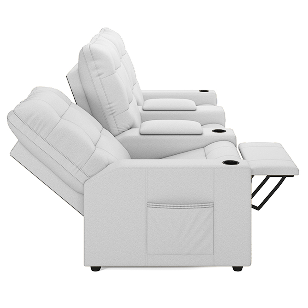Poltrona do Papai Reclinável Cinema 3 Lugares Manual Baú USB Haifa F05 Facto Branco - Lyam Decor