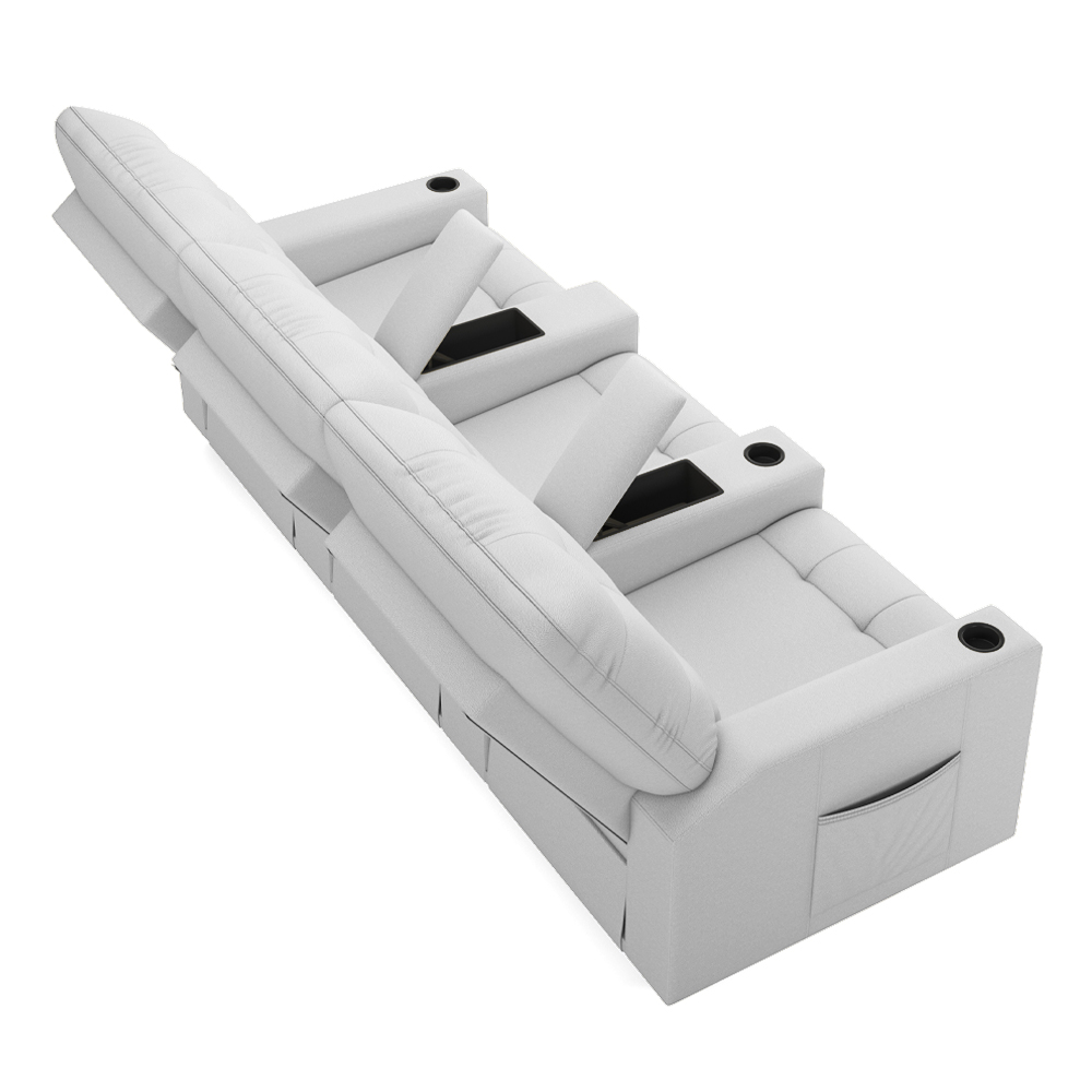 Poltrona do Papai Reclinável Cinema 3 Lugares Manual Baú USB Haifa F05 Facto Branco - Lyam Decor
