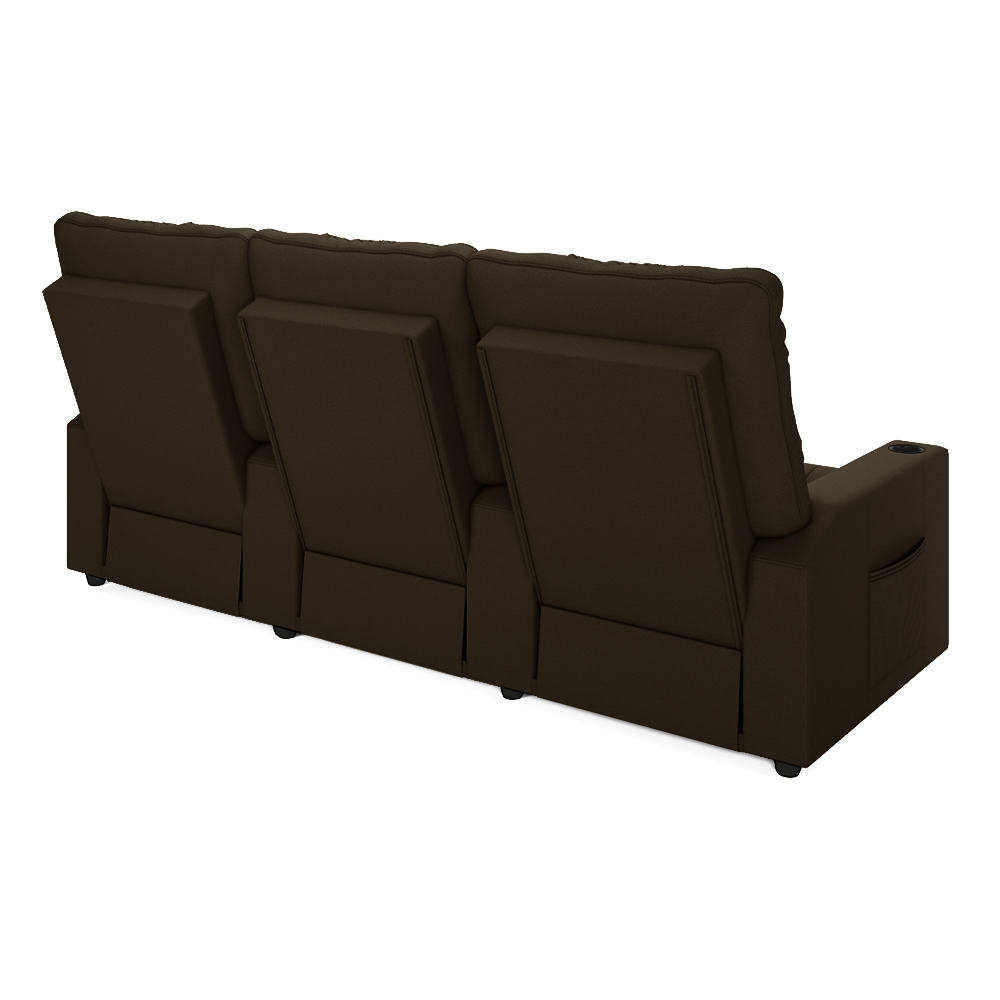 Poltrona do Papai Reclinável Cinema 3 Lugares Manual Baú USB Haifa F05 Facto Marrom - Lyam Decor