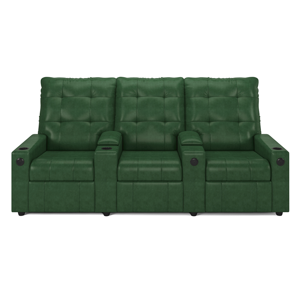 Poltrona do Papai Reclinável Cinema 3 Lugares Manual Baú USB Haifa F05 Facto Verde Musgo -Lyam Decor
