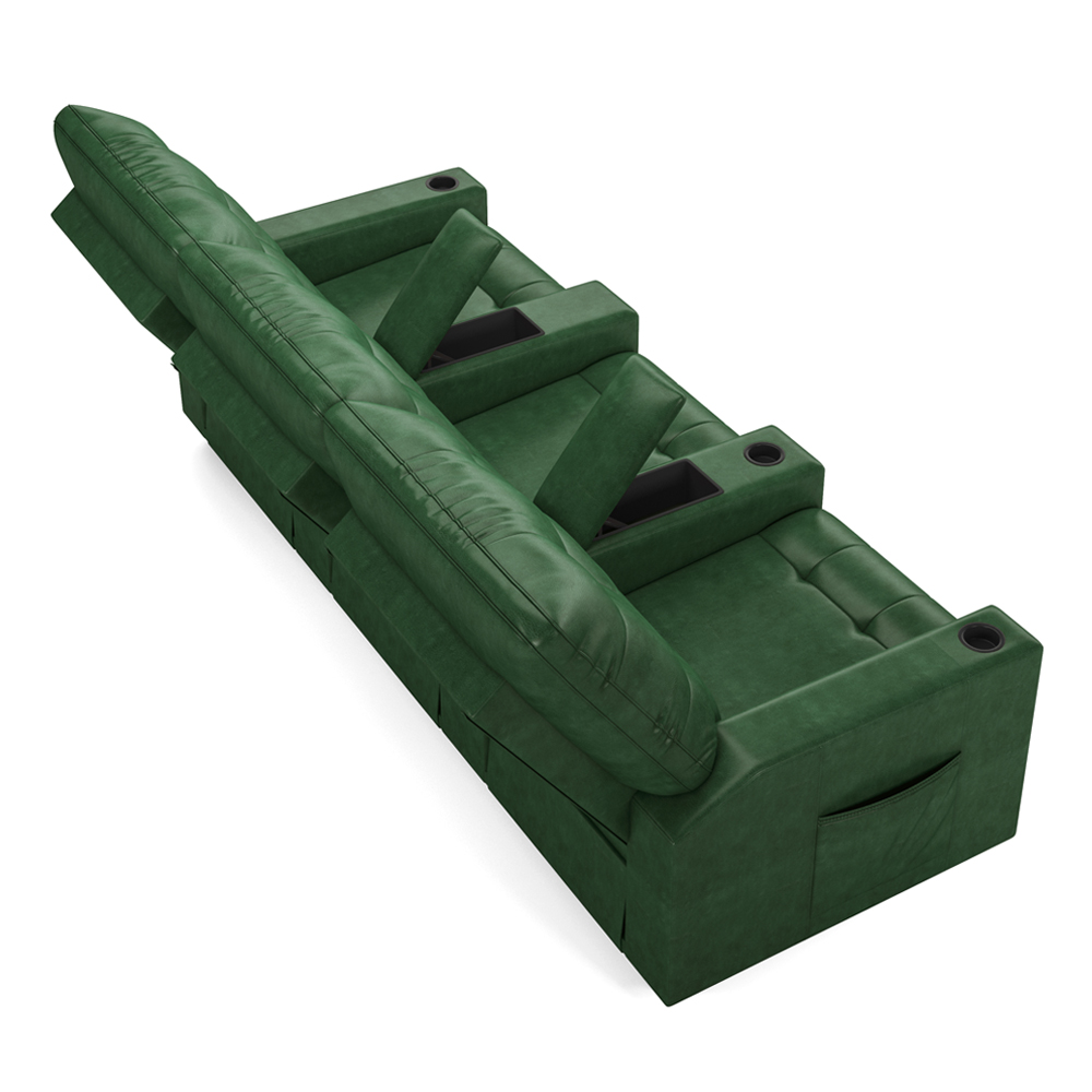 Poltrona do Papai Reclinável Cinema 3 Lugares Manual Baú USB Haifa F05 Facto Verde Musgo -Lyam Decor