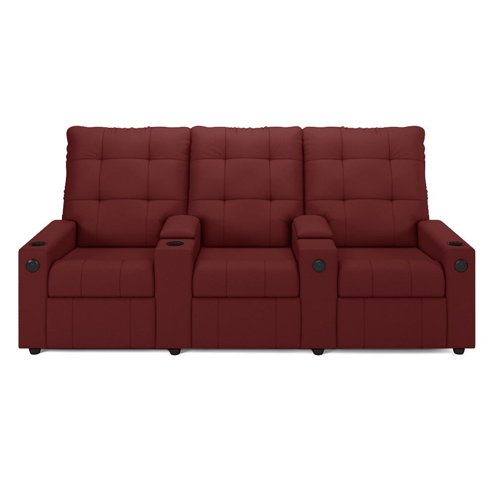 Poltrona do Papai Reclinável Cinema 3 Lugares Manual Baú USB Haifa F05 Facto Vermelho -Lyam Decor