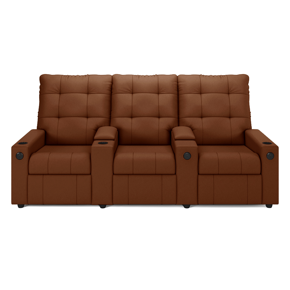 Poltrona do Papai Reclinável Cinema 3 Lugares Manual Baú USB Haifa F05 Veludo Terracota - Lyam Decor