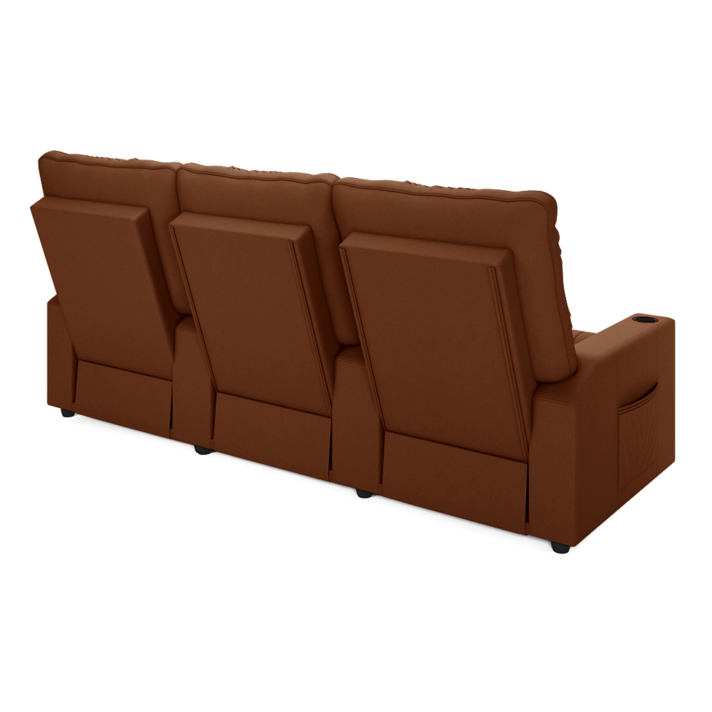 Poltrona do Papai Reclinável Cinema 3 Lugares Manual Baú USB Haifa F05 Veludo Terracota - Lyam Decor
