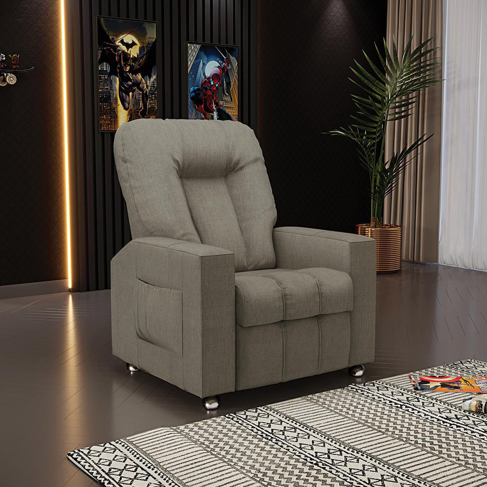 Poltrona do Papai Reclinável Romeo F05 Linho Bege - Lyam Decor