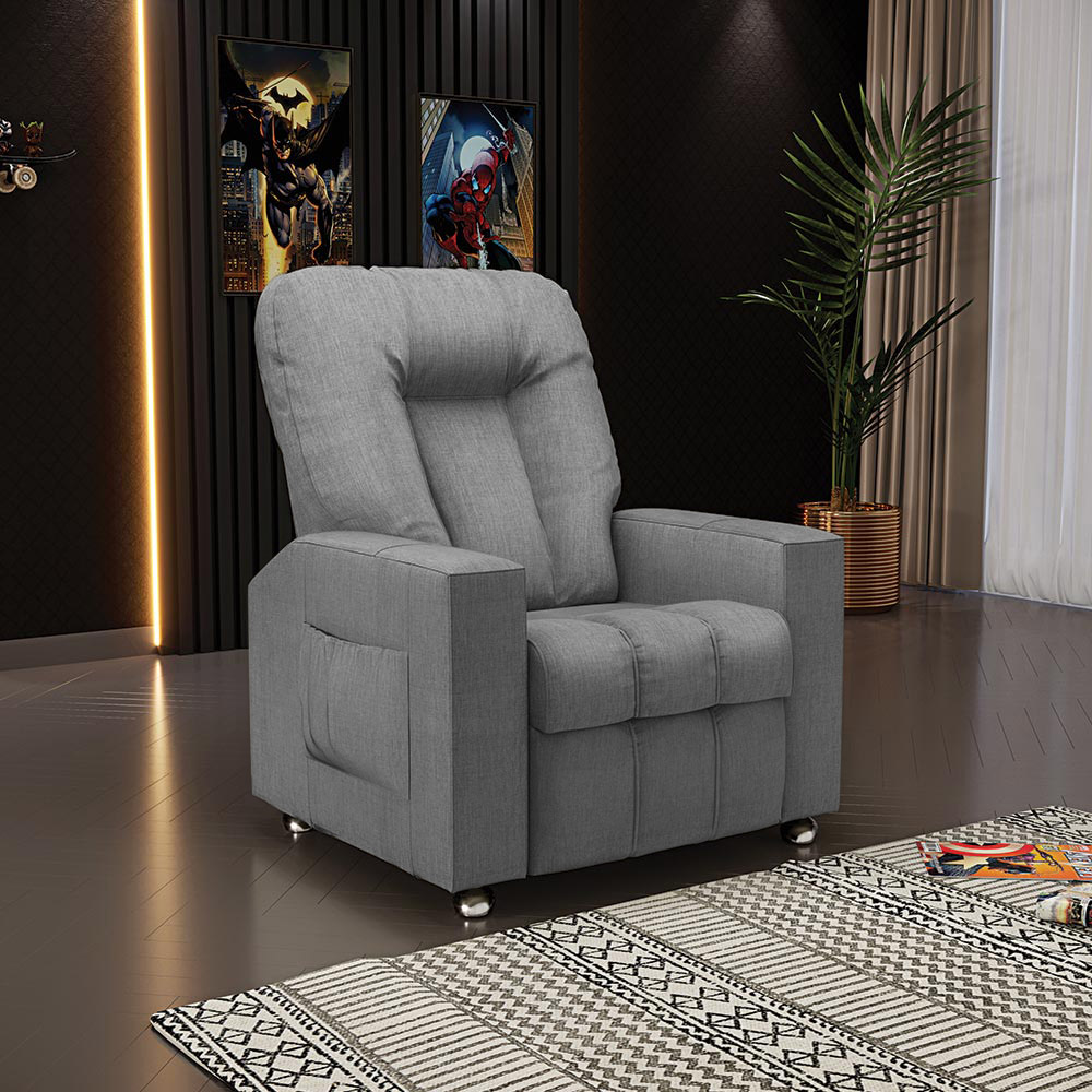 Poltrona do Papai Reclinável Romeo F05 Linho Cinza - Lyam Decor