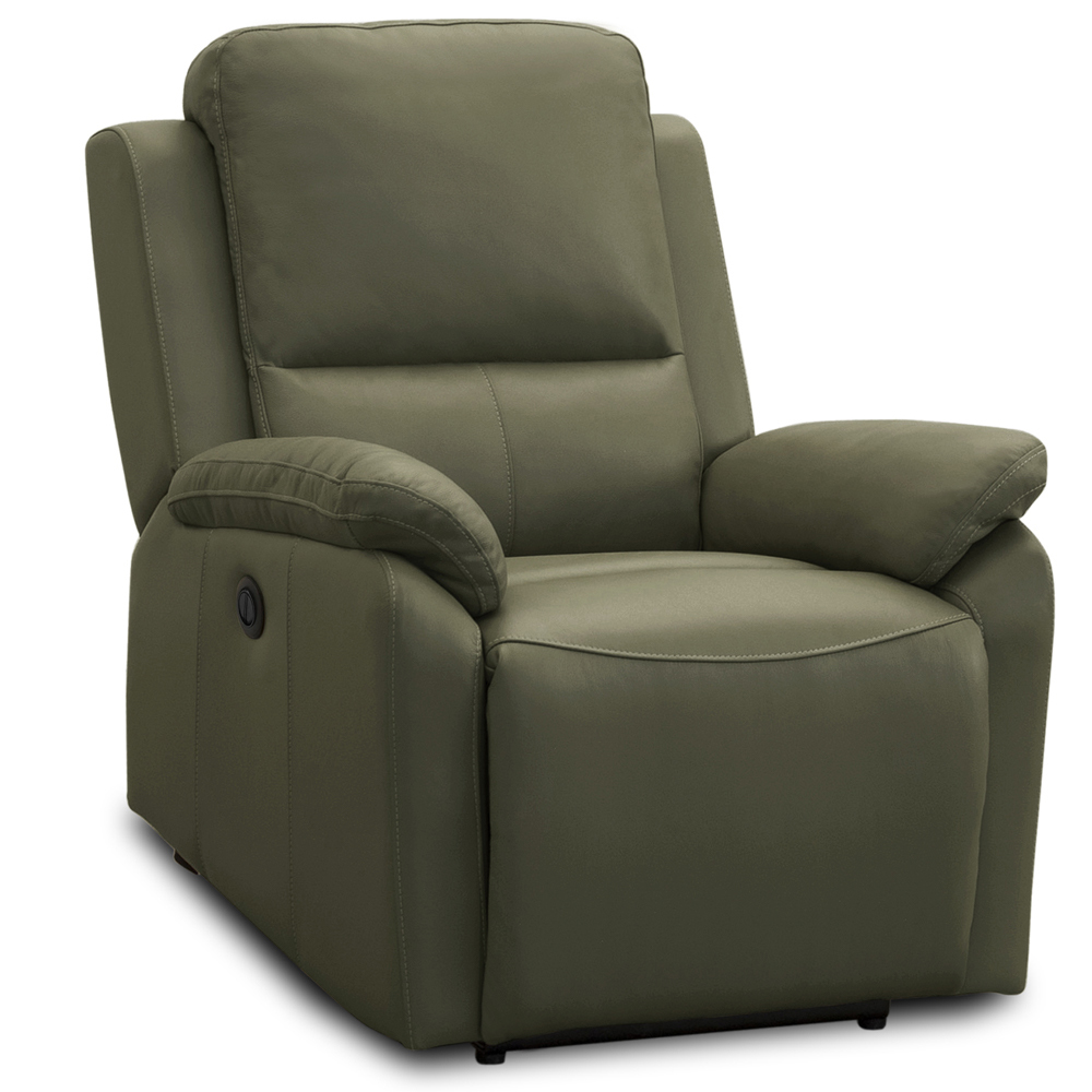 Poltrona do Papai Retrátil Reclinável Elétrica Aniche L06 Couro Verde Musgo - Lyam Decor