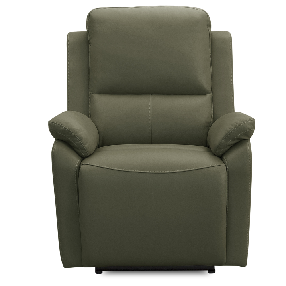 Poltrona do Papai Retrátil Reclinável Elétrica Aniche L06 Couro Verde Musgo - Lyam Decor