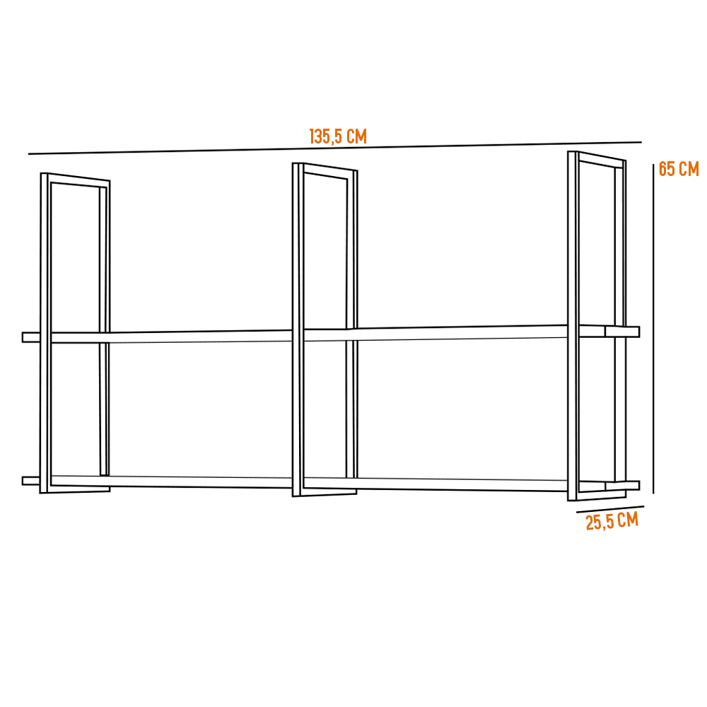 Prateleira Decorativa Industrial Multiuso 135cm Design D01 Demolição - Lyam Decor
