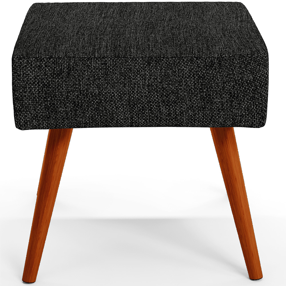 Puff Banqueta Decorativa Com Pés Palito Lívia W01 Linho Chumbo - Lyam Decor