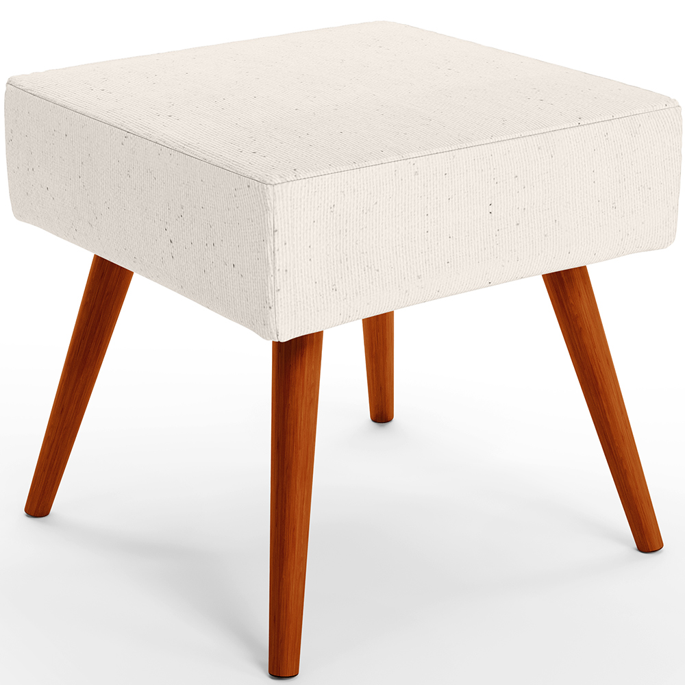Puff Banqueta Decorativa Com Pés Palito Lívia W01 Linho Cru - Lyam Decor