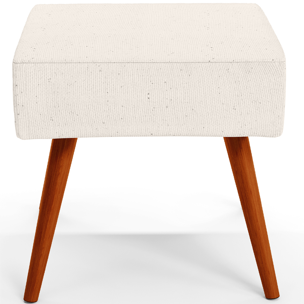 Puff Banqueta Decorativa Com Pés Palito Lívia W01 Linho Cru - Lyam Decor