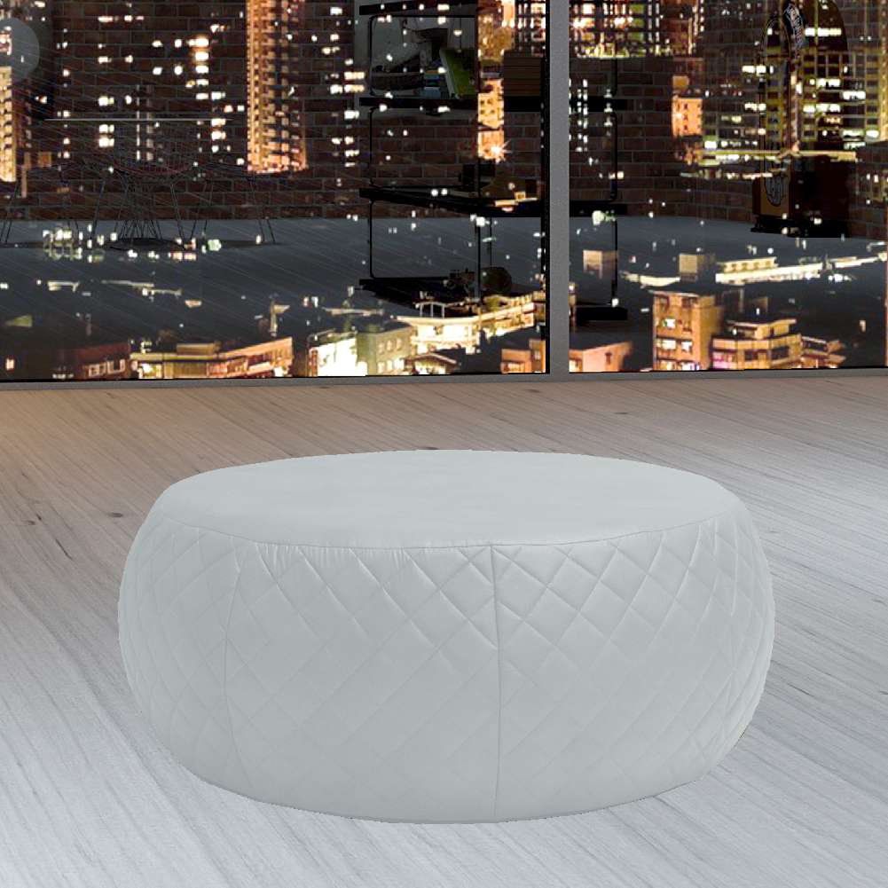 Puff Banqueta Decorativa Para Sala de Estar Golf D02 Tressê 1,05 Corano Branco C-12 - Lyam Decor