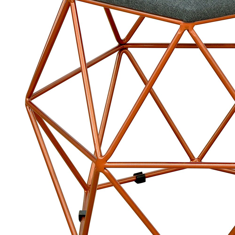 Puff Decorativo Aramado Bronze Six L02 Linho Chumbo - Lyam Decor