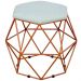 Puff Decorativo Aramado Bronze Six L02 Linho Cinza - Lyam Decor