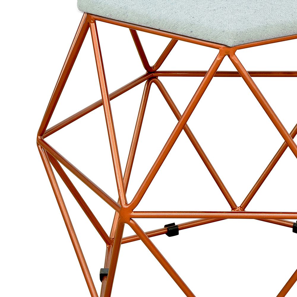 Puff Decorativo Aramado Bronze Six L02 Linho Cinza - Lyam Decor