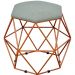 Puff Decorativo Aramado Bronze Six L02 Linho Cinza Escuro - Lyam Decor