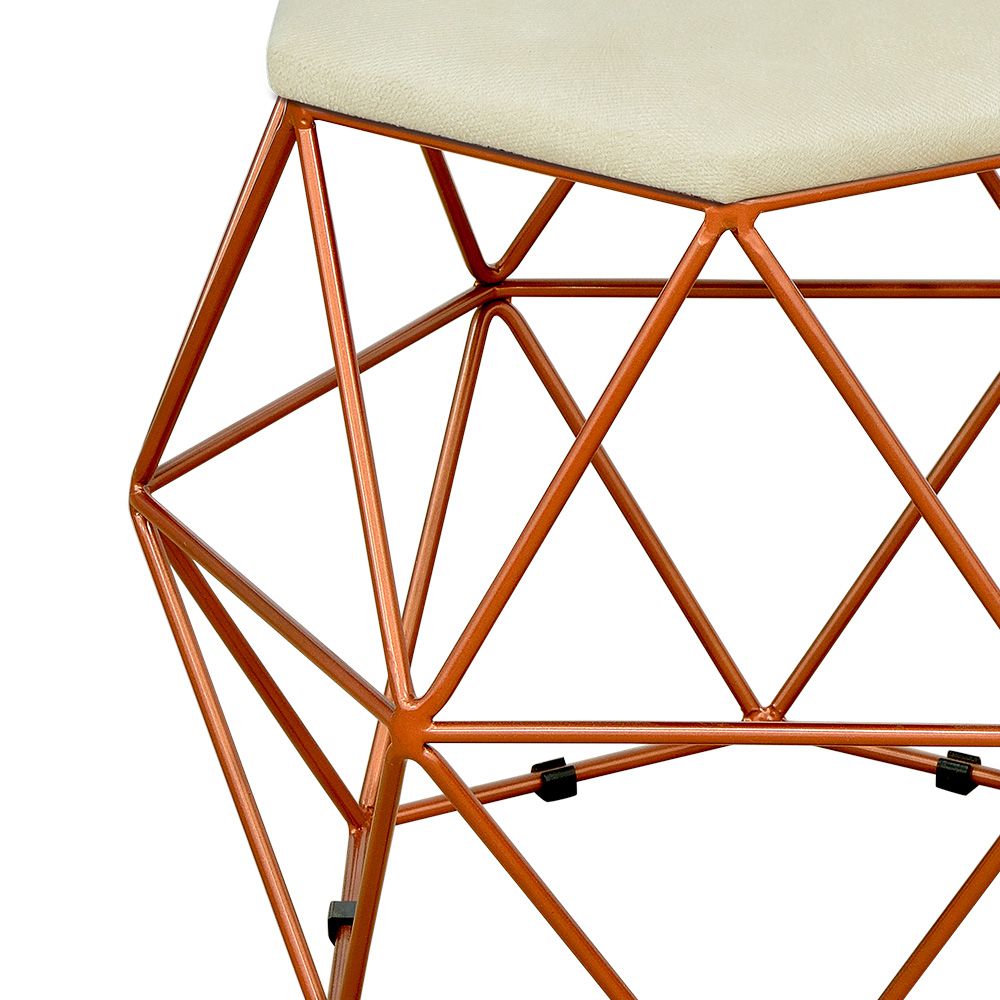 Puff Decorativo Aramado Bronze Six L02 Suede Bege - Lyam Decor