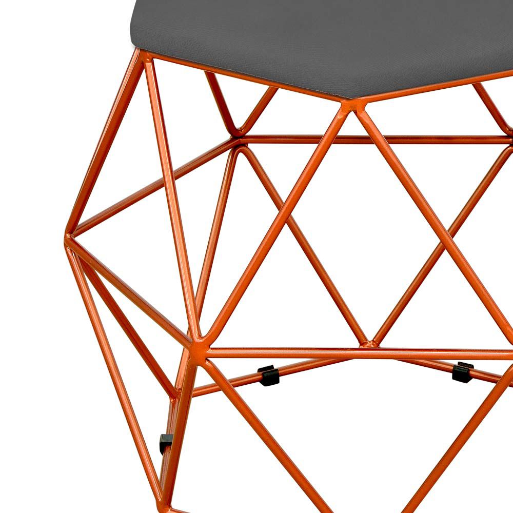 Puff Decorativo Aramado Bronze Six L02 Suede Cinza - Lyam Decor