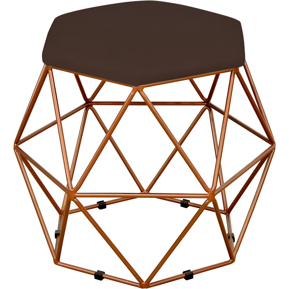 Puff Decorativo Aramado Bronze Six L02 Suede Marrom - Lyam Decor