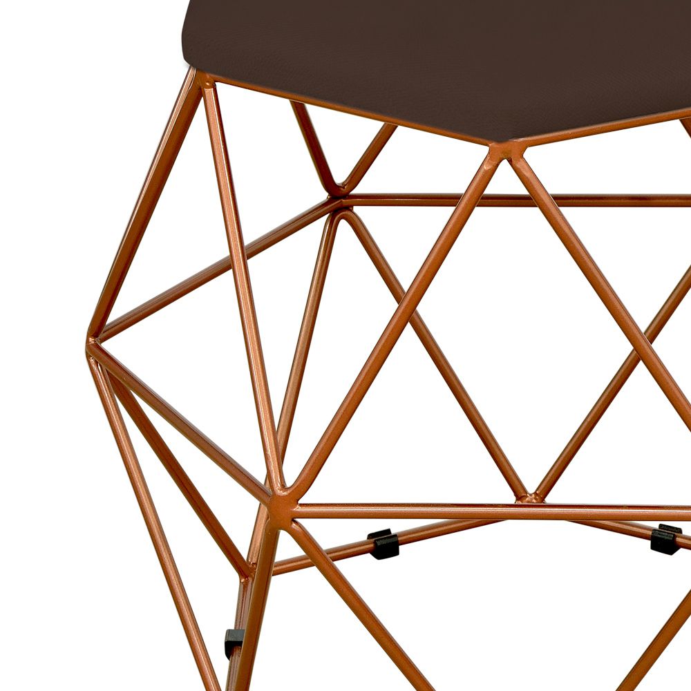Puff Decorativo Aramado Bronze Six L02 Suede Marrom - Lyam Decor