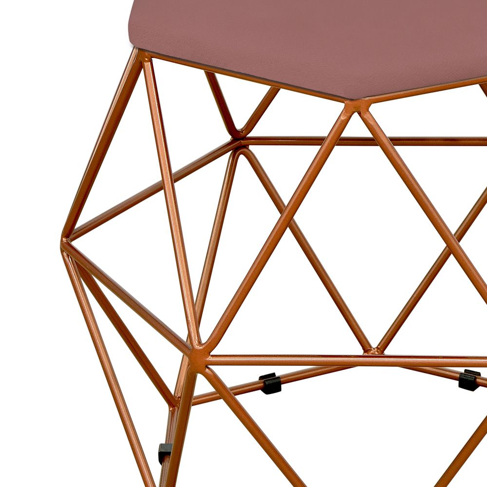 Puff Decorativo Aramado Bronze Six L02 Suede Rosê - Lyam Decor