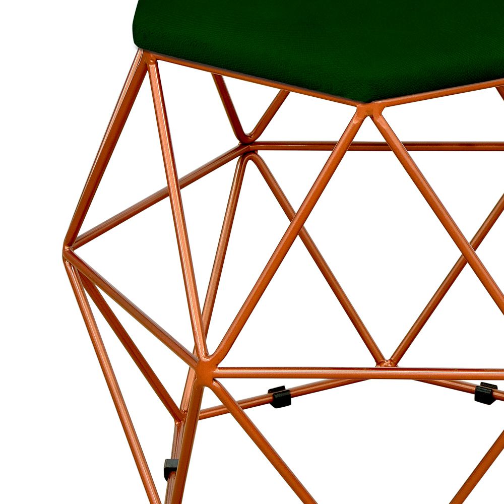 Puff Decorativo Aramado Bronze Six L02 Suede Verde Musgo - Lyam Decor