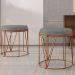 Puff Decorativo Aramado Bronze Zaya L02 Linho Cinza Escuro - Lyam Decor