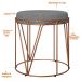 Puff Decorativo Aramado Bronze Zaya L02 Linho Cinza Escuro - Lyam Decor