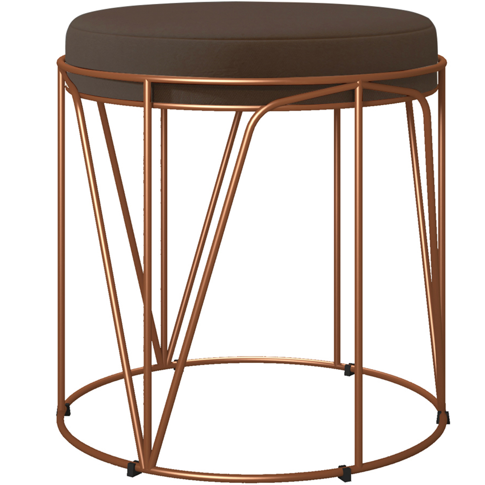 Puff Decorativo Aramado Bronze Zaya L02 Suede Marrom - Lyam Decor