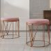 Puff Decorativo Aramado Bronze Zaya L02 Suede Rosê - Lyam Decor