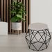 Puff Decorativo Aramado Preto Six L02 Linho Bege - Lyam Decor
