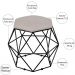 Puff Decorativo Aramado Preto Six L02 Linho Bege - Lyam Decor