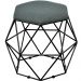 Puff Decorativo Aramado Preto Six L02 Linho Chumbo - Lyam Decor